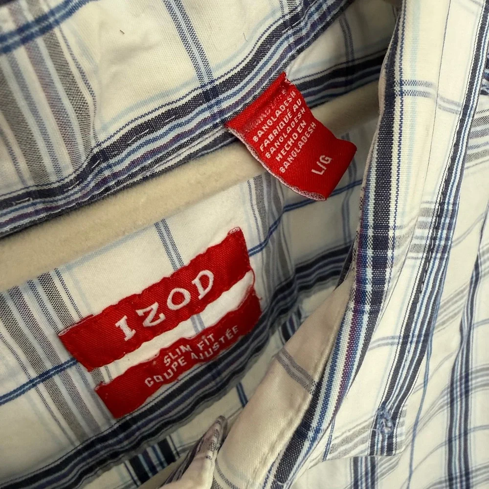 2‎ IZOD Mens Long Sleeve Button Down Shirts Plaid Large